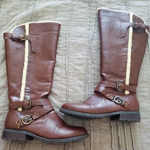 Guess knew high faux fur topped boots